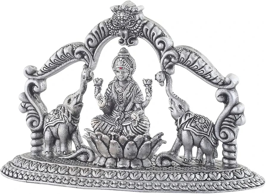 Silver Maa Lakshmi Idol – Spiritual Murti for Temple Decor & Festivals