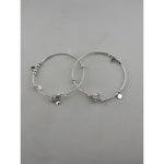 Adjustable Charm Anklet Pair – 925 Sterling Silver Wire Anklet with Stone Charms – 27g