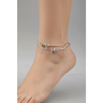 Adjustable Charm Anklet Pair – 925 Sterling Silver Wire Anklet with Stone Charms – 27g