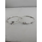 Adjustable Charm Anklet Pair – 925 Sterling Silver Wire Anklet with Stone Charms – 27g