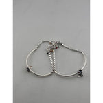 Adjustable Kada Anklet Pair with Stone Charms – 925 Sterling Silver Beaded Anklet – 57g