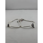 Adjustable Kada Anklet Pair with Stone Charms – 925 Sterling Silver Beaded Anklet – 57g