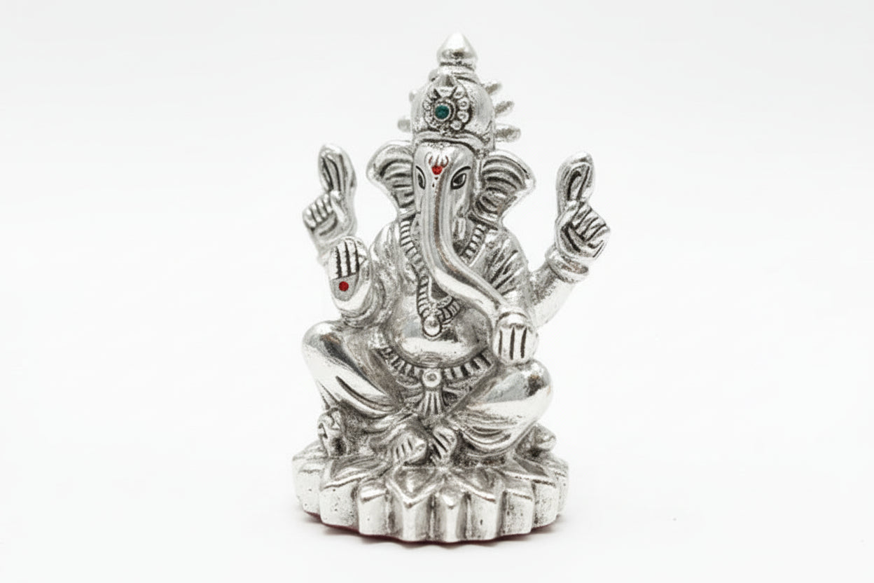 999 Pure Silver Ganesha Idol Design 3 20gm – Divine Ganpati Murti for Home Mandir & Gifting