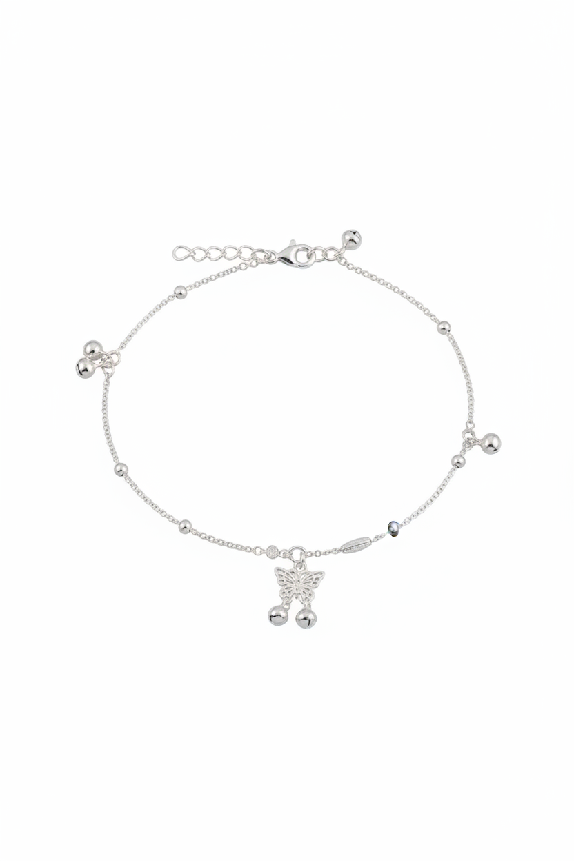Bar Link Classic Silver Anklet – 99.9% Pure Silver – Adjustable – 17.70 g