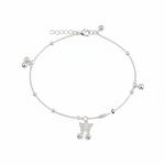 Bar Link Classic Silver Anklet – 99.9% Pure Silver – Adjustable – 17.70 g