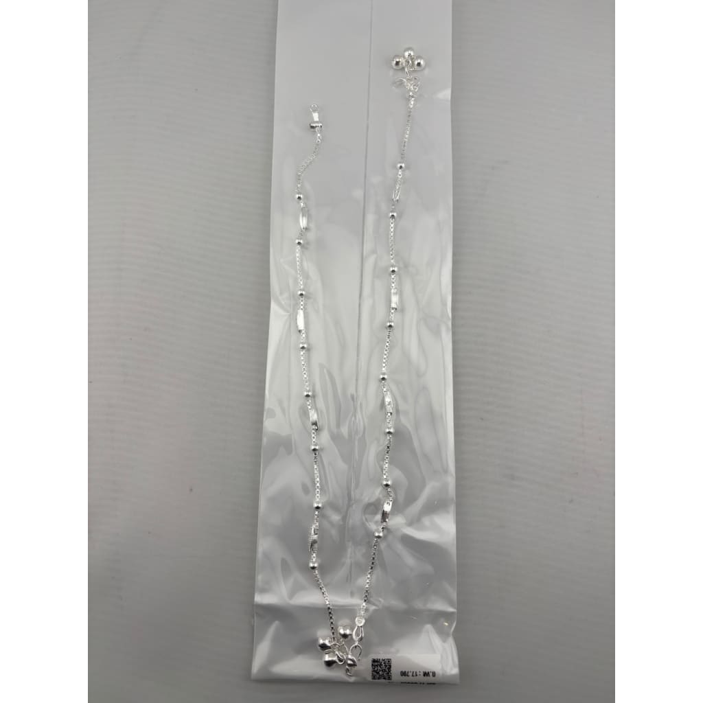 Bar Link Silver Anklet – 99.9% Pure Silver – Adjustable – 17.70 g