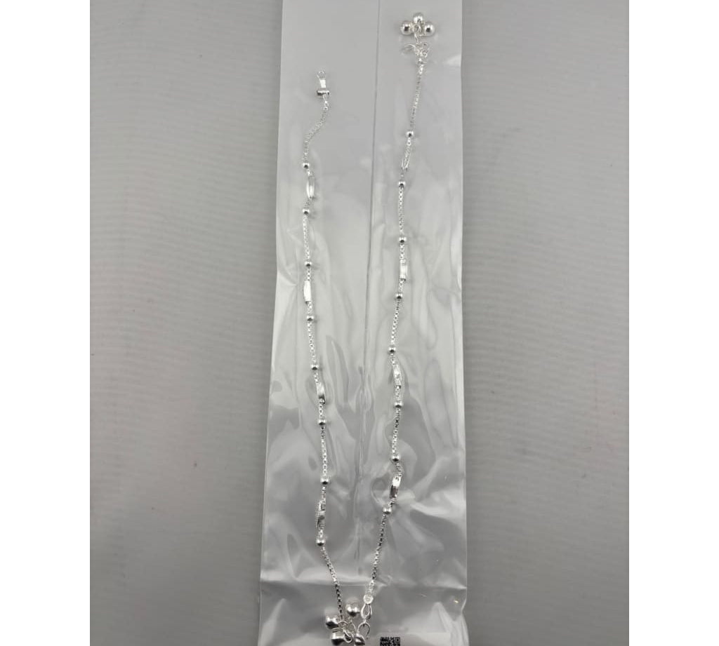 Bar Link Silver Anklet – 99.9% Pure Silver – Adjustable – 17.70 g