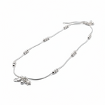 Beaded Snake Chain Silver Anklet – 99.9% Pure Silver – Adjustable – Weight:22g