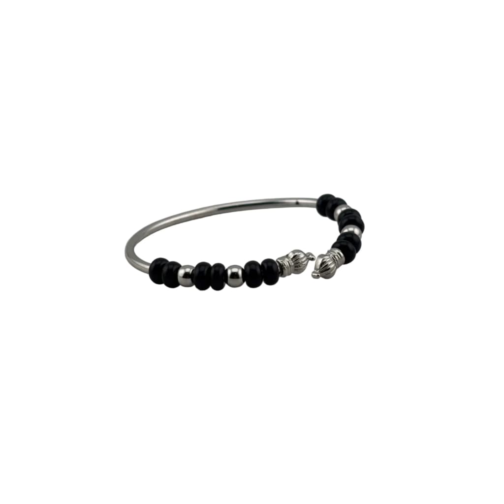 Black Bead Silver Kada Bracelet – nazariya for new born to 6 months