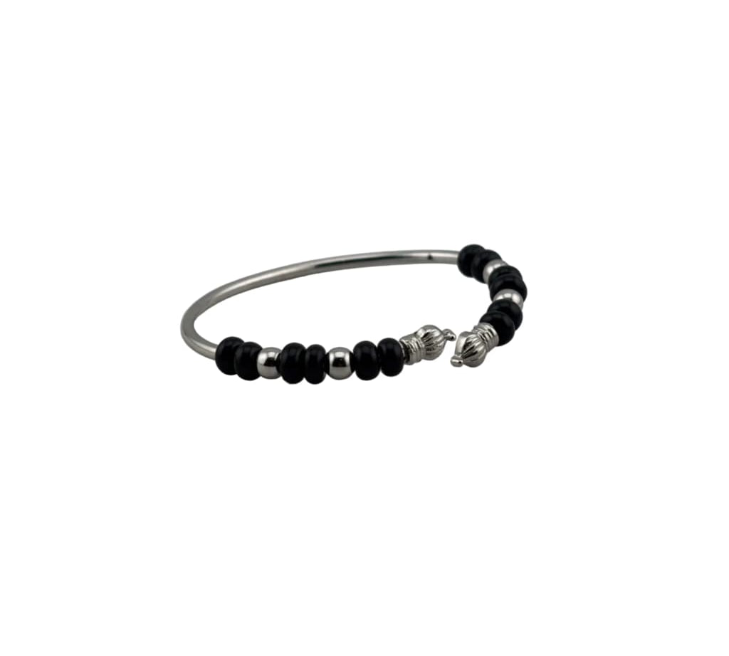 Black Bead Silver Kada Bracelet – nazariya for new born to 6 months