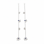 Blue Stone Silver Anklet – 925 Sterling Silver – Minimal Ghungroo & Stone Accent – Adjustable- 21g