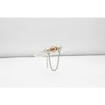 Bow Charm Silver Bracelet with Chain Drop – 925 Sterling Silver Kada with Rose Gold Accent Bead
