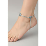 Beaded Silver Anklet – Red & Black Beads – 99.9% Pure Silver – Adjustable