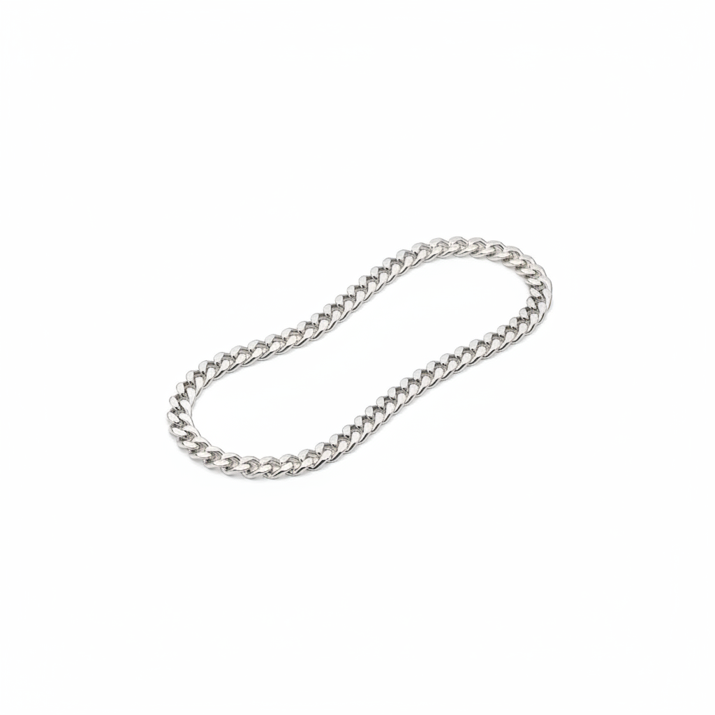 Classic Cuban Link Silver Anklet in 925 Sterling Silver | Bold Flat Link Anklet (10 Inch)(27g)