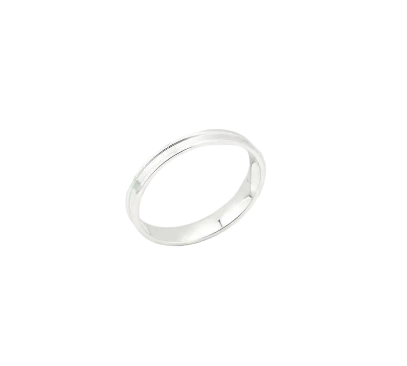Plain Silver Kada – 925 Sterling Silver Bracelet Polished Minimal Band with Center Groove