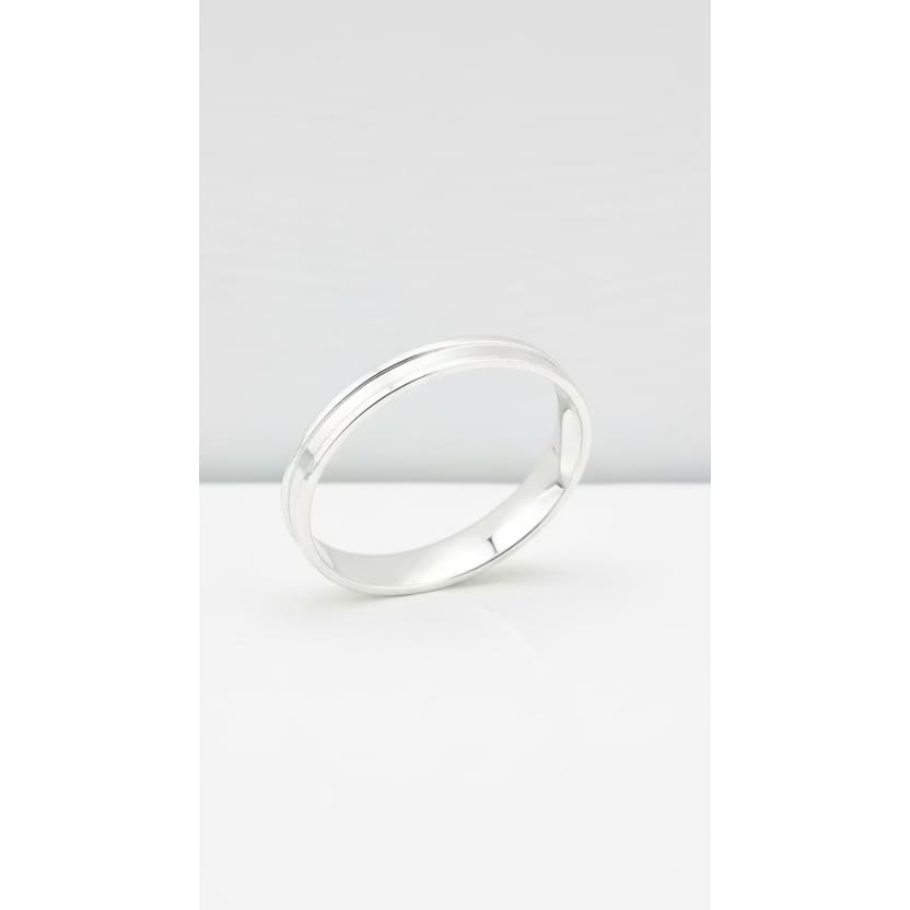 Plain Silver Kada – 925 Sterling Silver Bracelet Polished Minimal Band with Center Groove