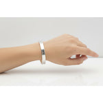 Plain Silver Kada – 925 Sterling Silver Bracelet Polished Minimal Band with Center Groove