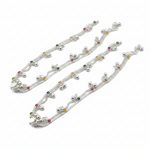Color Pop Charm Silver Anklet – 99.9% Pure Silver – Adjustable – Multicolor Stones-43g