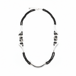 Curved Connector Black Beaded Nazariya Anklet in 925 Sterling Silver | Designer Protection Anklet-13g