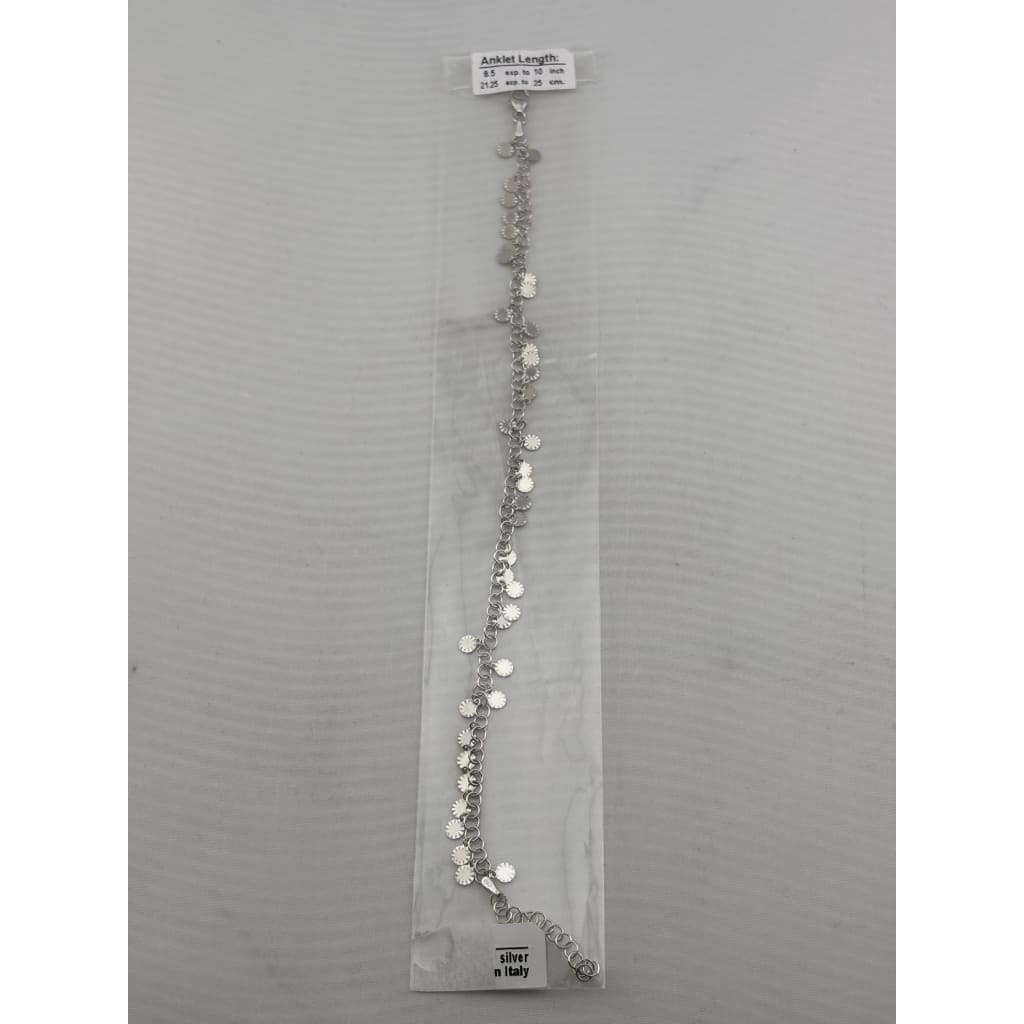 Dainty Disc Charm Anklet – 925 Sterling Silver – Adjustable Italian Design