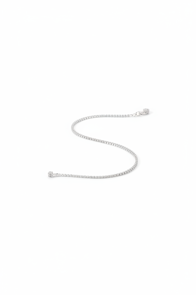 Diamond Cut Box Silver Anklet in 925 Sterling Silver | Minimal Shiny Anklet (9 Inch, 13.20g)