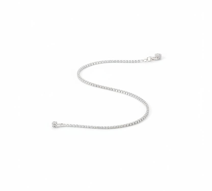 Diamond Cut Box Silver Anklet in 925 Sterling Silver | Minimal Shiny Anklet (9 Inch, 13.20g)