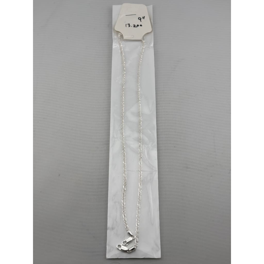 Diamond Cut Box Silver Anklet in 925 Sterling Silver