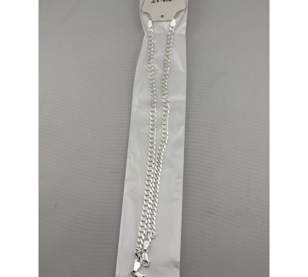 Diamond Cut Cuban Link Silver Anklet in 925 Sterling Silver (9 Inch) (25g)