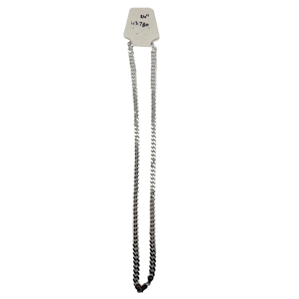 Diamond Cut Curb Silver Chain 925 Silver (24 Inch, 43.78g)