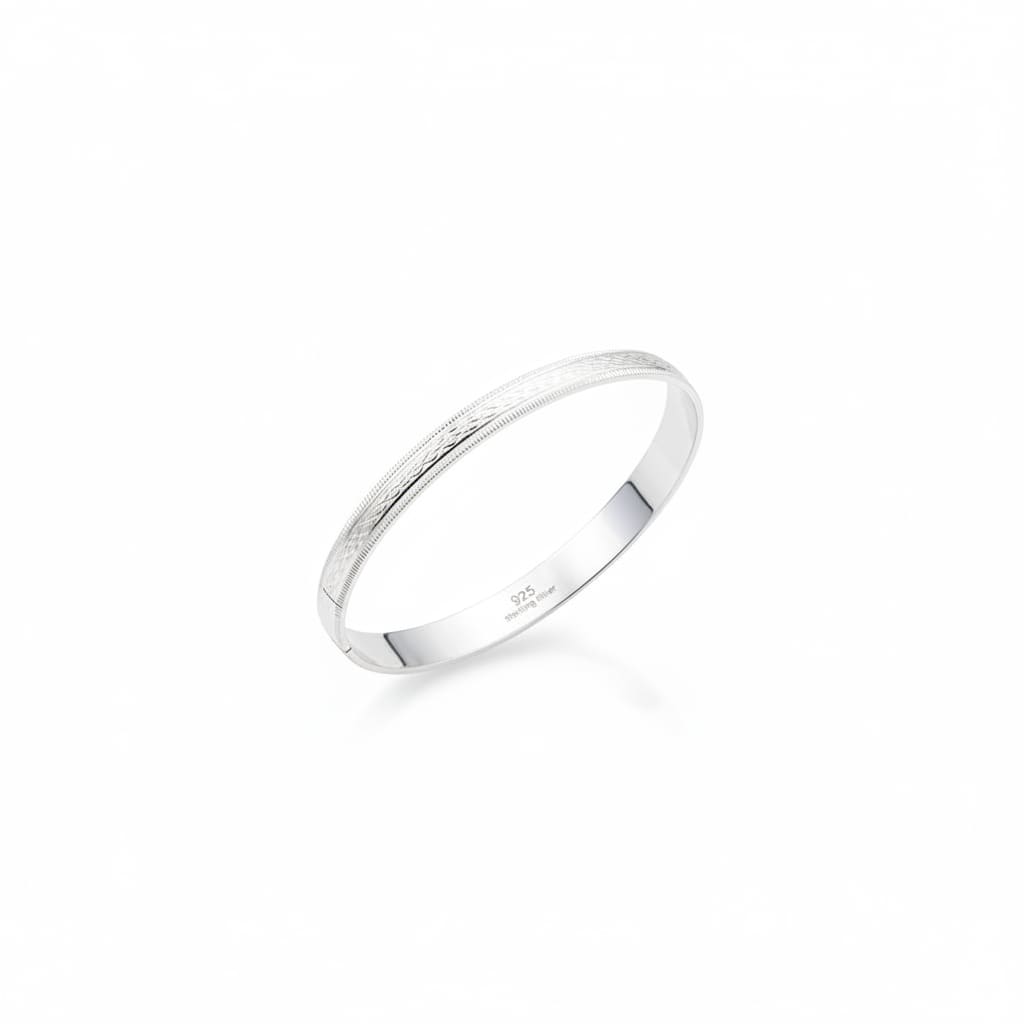 Diamond Cut Pattern Silver Kada – 925 Sterling Silver