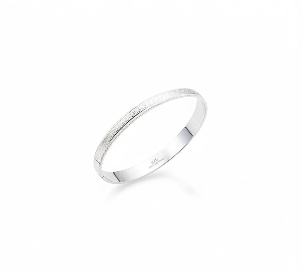 Diamond Cut Pattern Silver Kada – 925 Sterling Silver