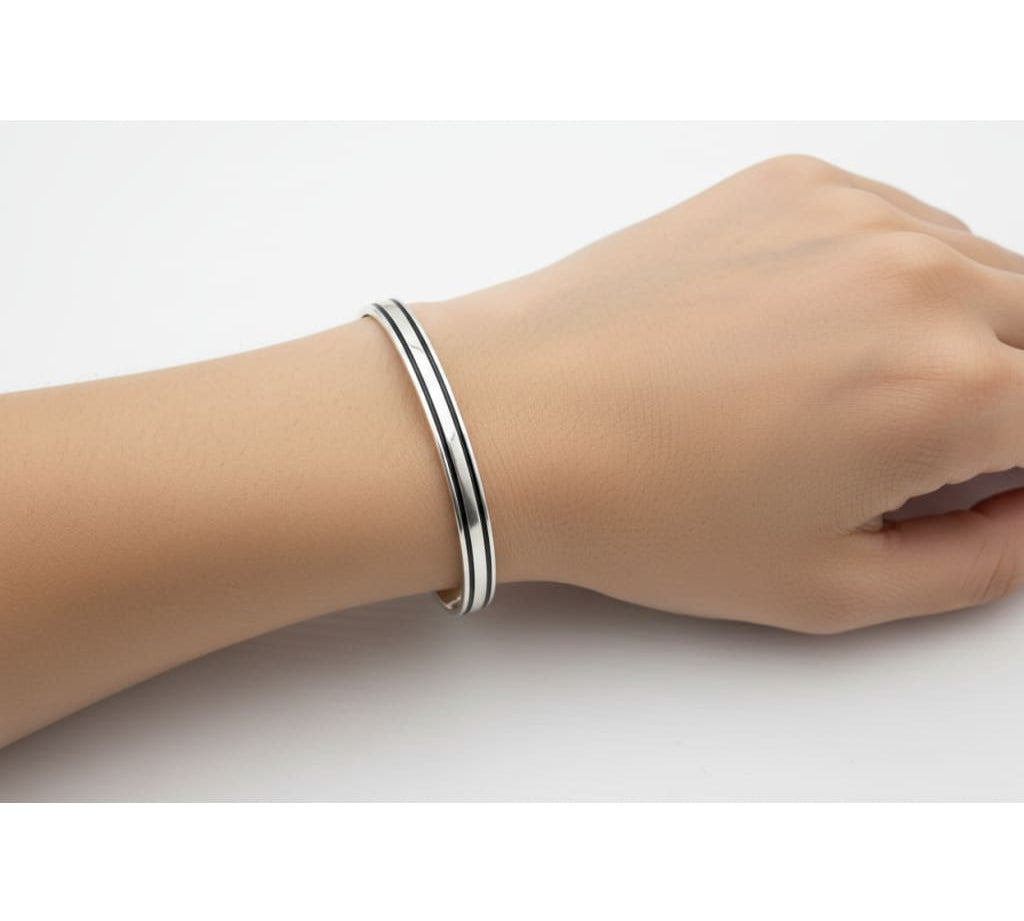Double Band Silver Kada – 925 Sterling Silver Bracelet Polished Dual Layer Design