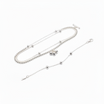 Double Layer Beaded Silver Anklet – 99.9% Pure Silver – Adjustable – Weight: 24 g