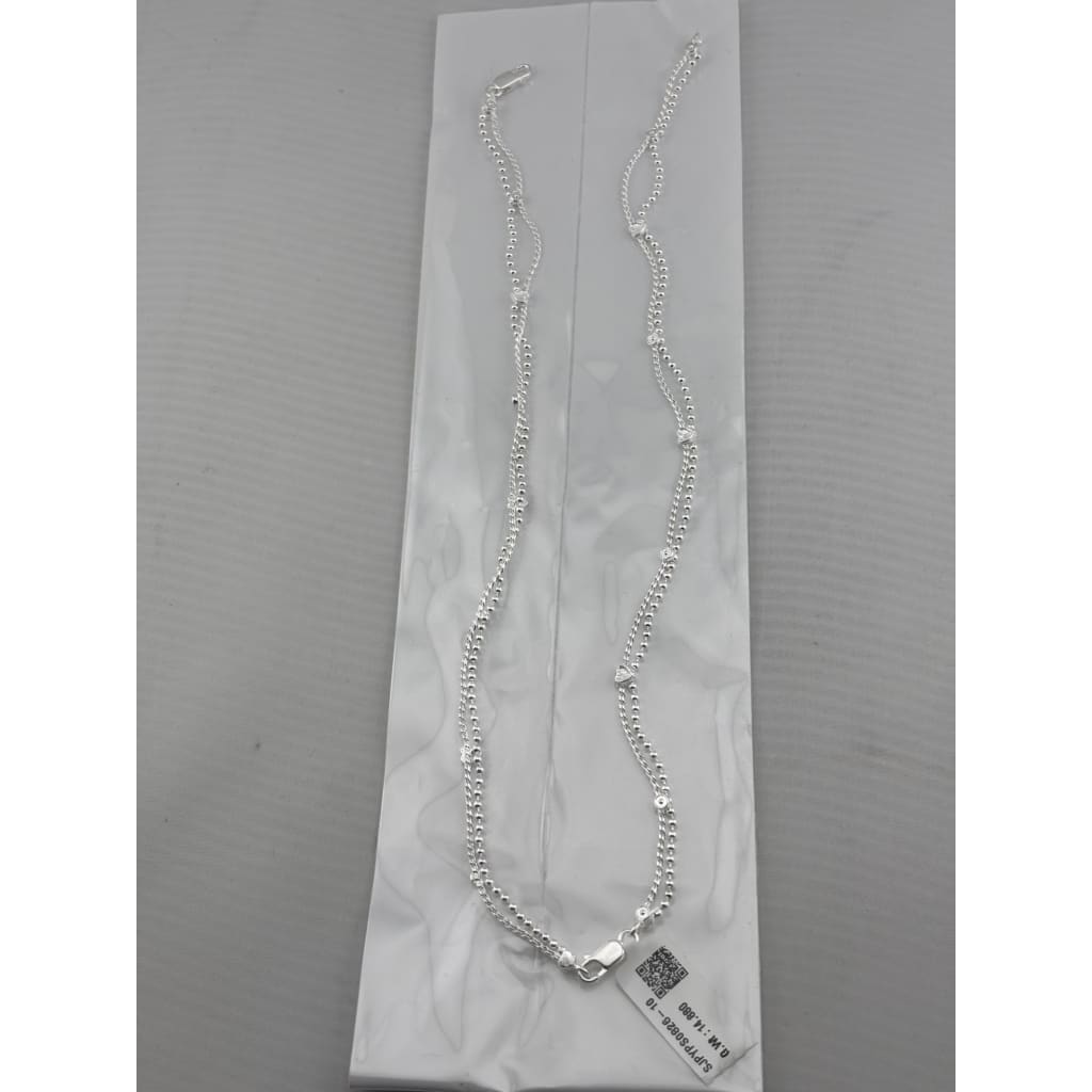 Double Wave Dot Silver Anklet – 99.9% Pure Silver – Adjustable – 14.08 g