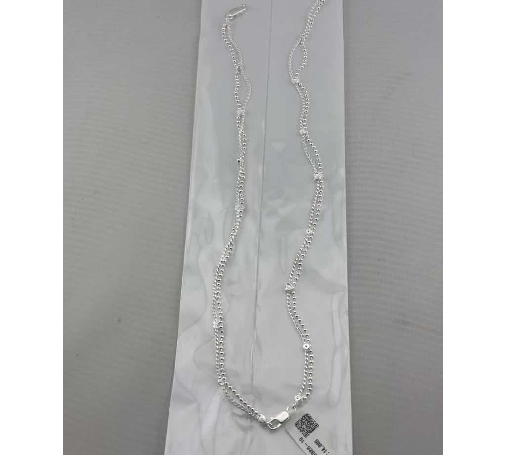 Double Wave Dot Silver Anklet – 99.9% Pure Silver – Adjustable – 14.08 g