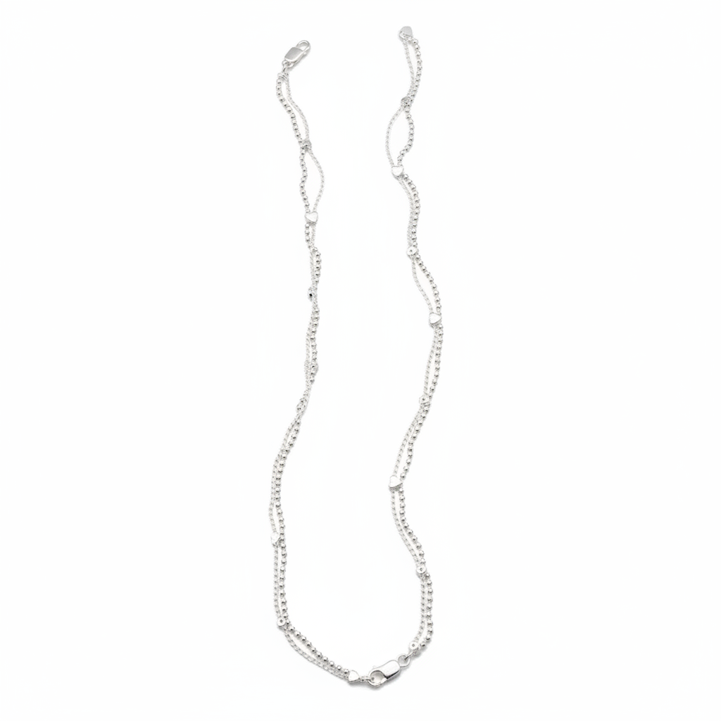 Double Wave Dot Silver Anklet – 99.9% Pure Silver – Adjustable – 14.08 g