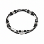 Dual Strand Black Beaded Nazariya Anklet in 925 Sterling Silver | Designer Evil Eye Anklet-13g
