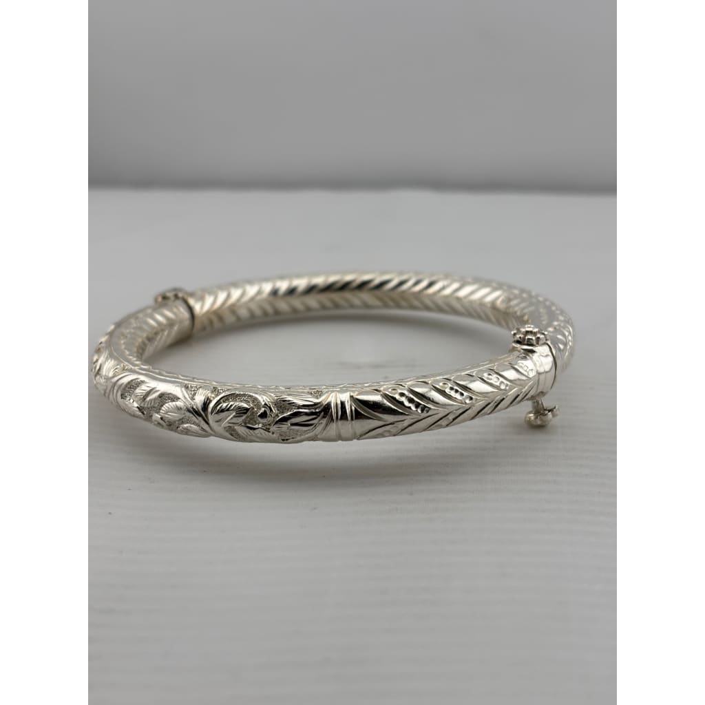 Engraved Hinged Kada Anklet – 925 Sterling Silver Thick Traditional Anklet – 66g