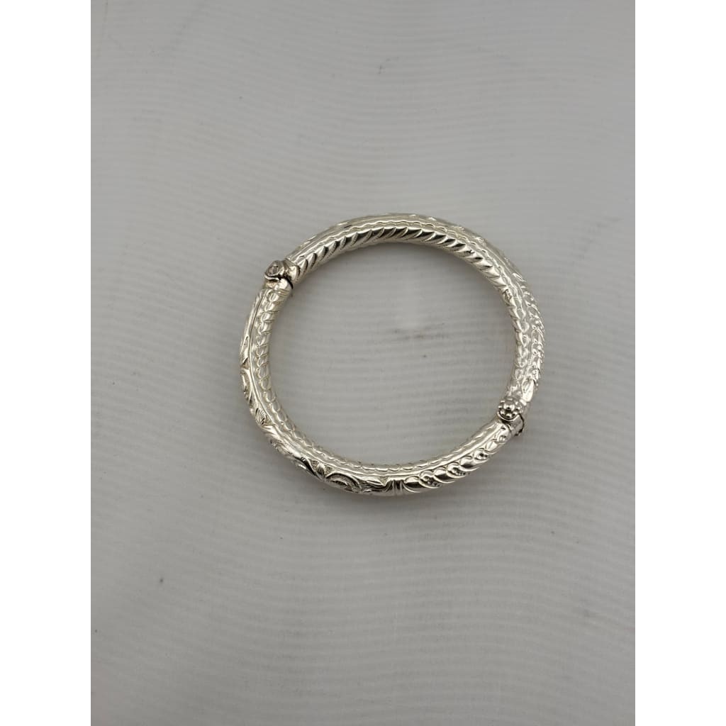 Engraved Hinged Kada Anklet – 925 Sterling Silver Thick Traditional Anklet – 66g
