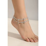 Flat Chain Tassel Charm Anklet – 925 Sterling Silver – Adjustable – 39g