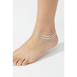Flat Herringbone Silver Anklet in 925 Sterling Silver