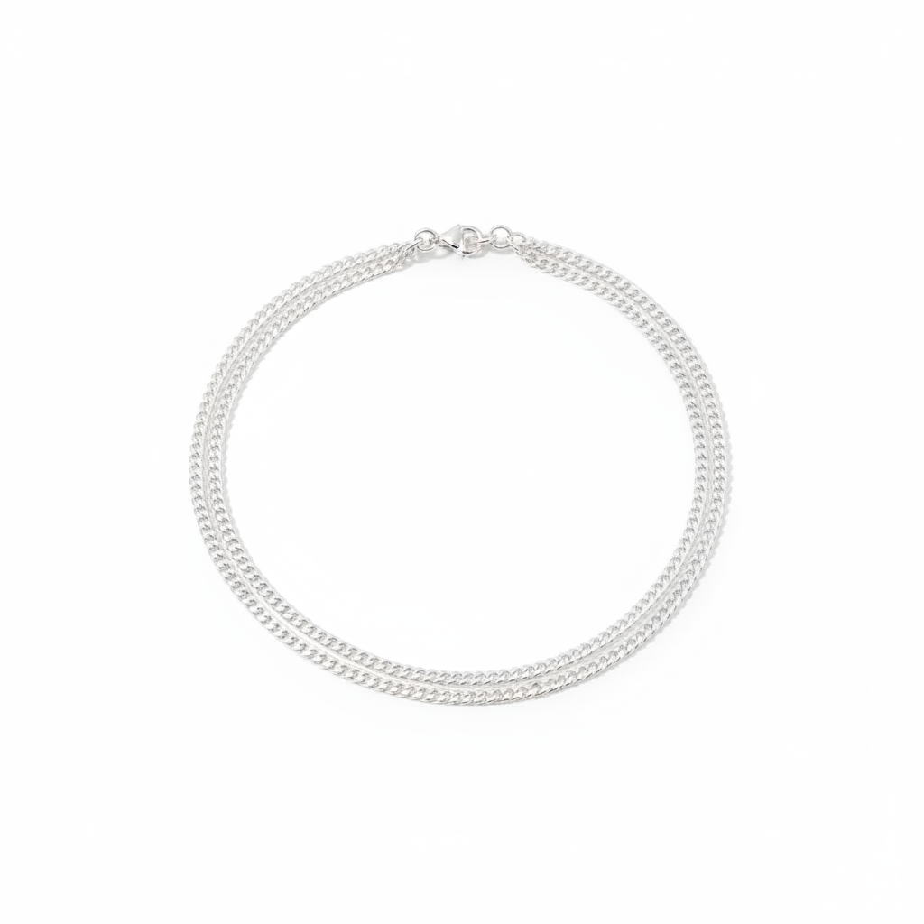 Flat Herringbone Silver Anklet in 925 Sterling Silver | Sleek Minimal Anklet (16 Inch)