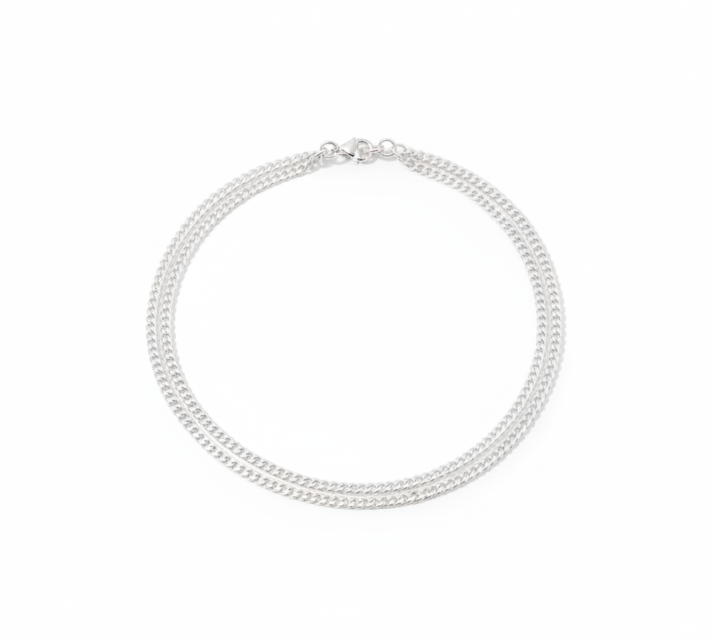 Flat Herringbone Silver Anklet in 925 Sterling Silver | Sleek Minimal Anklet (16 Inch)
