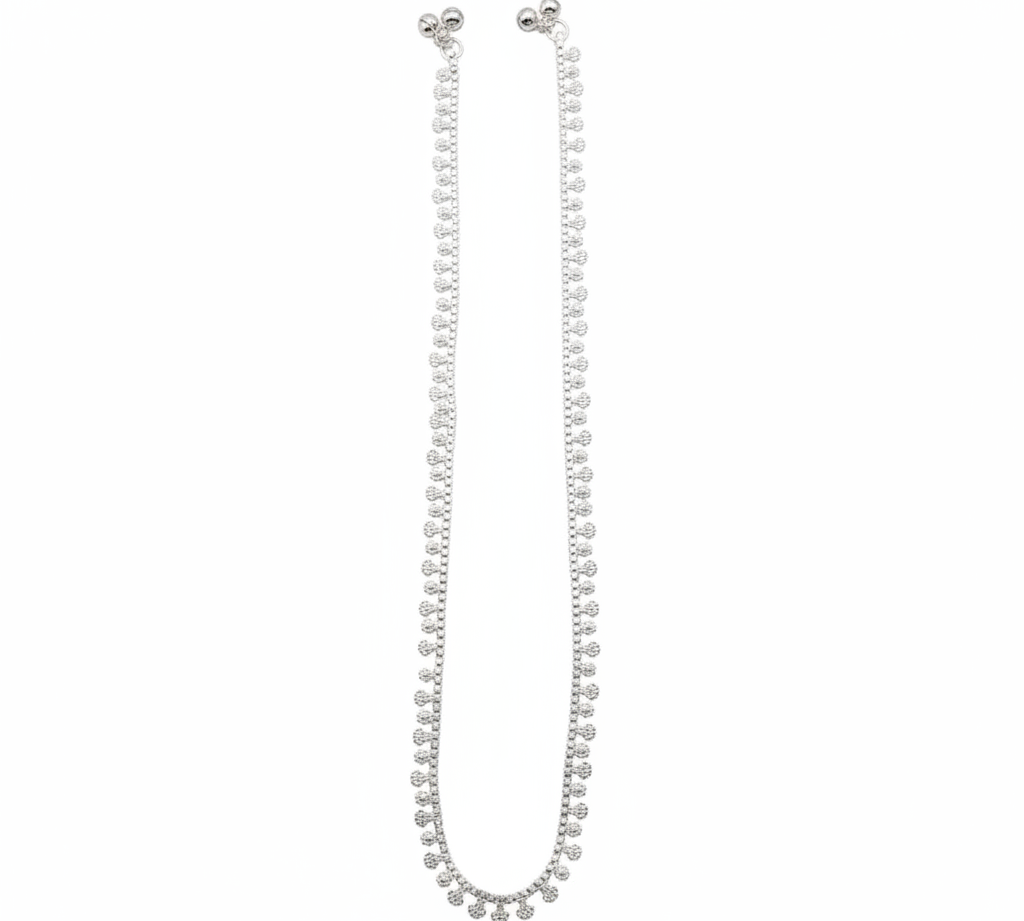 Floral Border Anklet – 925 Sterling Silver – Elegant Chain Design-33g