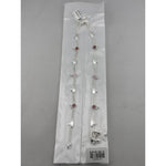 Floral Charm Anklet – 925 Sterling Silver – Pink & Red Stone Design – 22g
