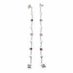 Floral Charm Anklet – 925 Sterling Silver – Pink & Red Stone Design-22g