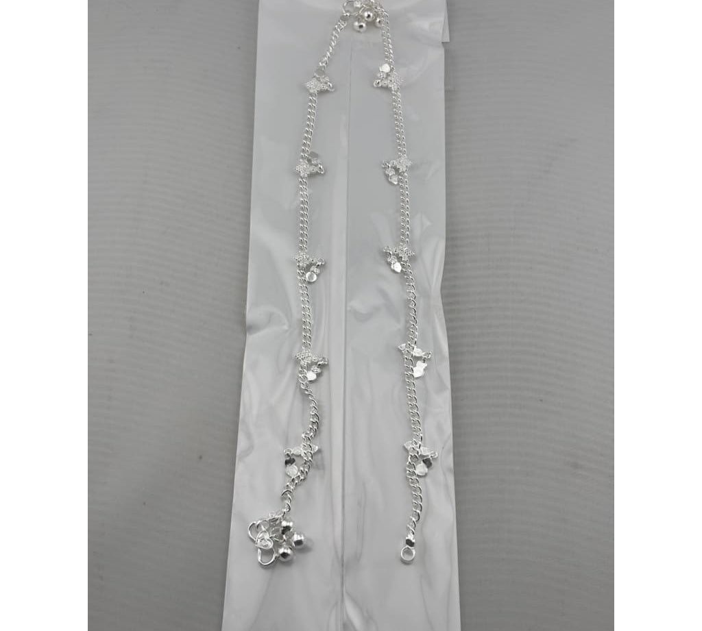 Floral Charm Chain Anklet – 925 Sterling Silver – Adjustable – 28g