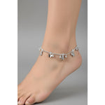 Floral Charm Chain Anklet – 925 Sterling Silver – Adjustable – 28g