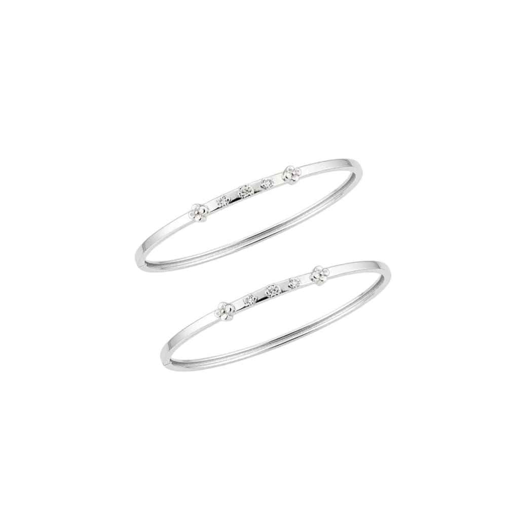 Floral Charm Silver Kada Pair – 925 Sterling Silver