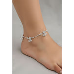 Floral Charm Station Silver Anklet – 99.9% Pure Silver – Weight:22g